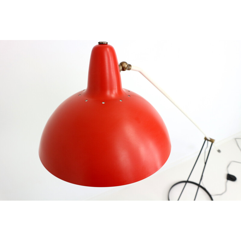 Dutch Artimeta "Tivoli" floor lamp in red and black metal, Floris FIEDELDIJ - 1950s