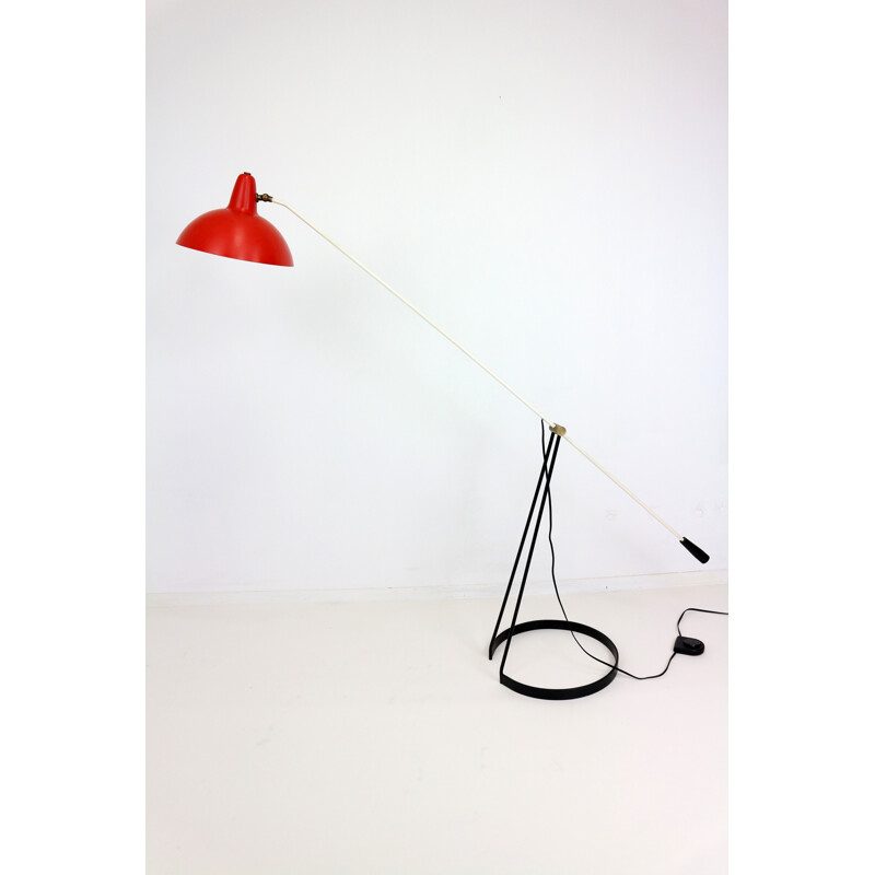 Dutch Artimeta "Tivoli" floor lamp in red and black metal, Floris FIEDELDIJ - 1950s