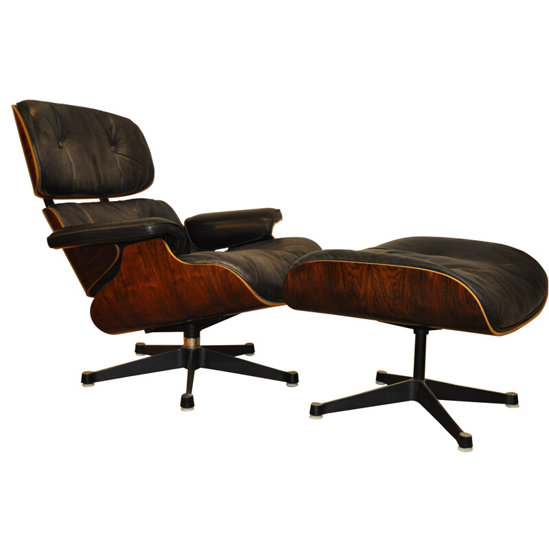 Armchair "Lounge Chair" and with its ottoman, Charles and Ray EAMES - 1970s