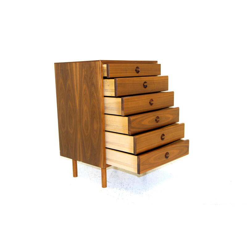 Vintage walnut chest of drawers by Skaraborgs Möbelindustri Tibro, Sweden 1960