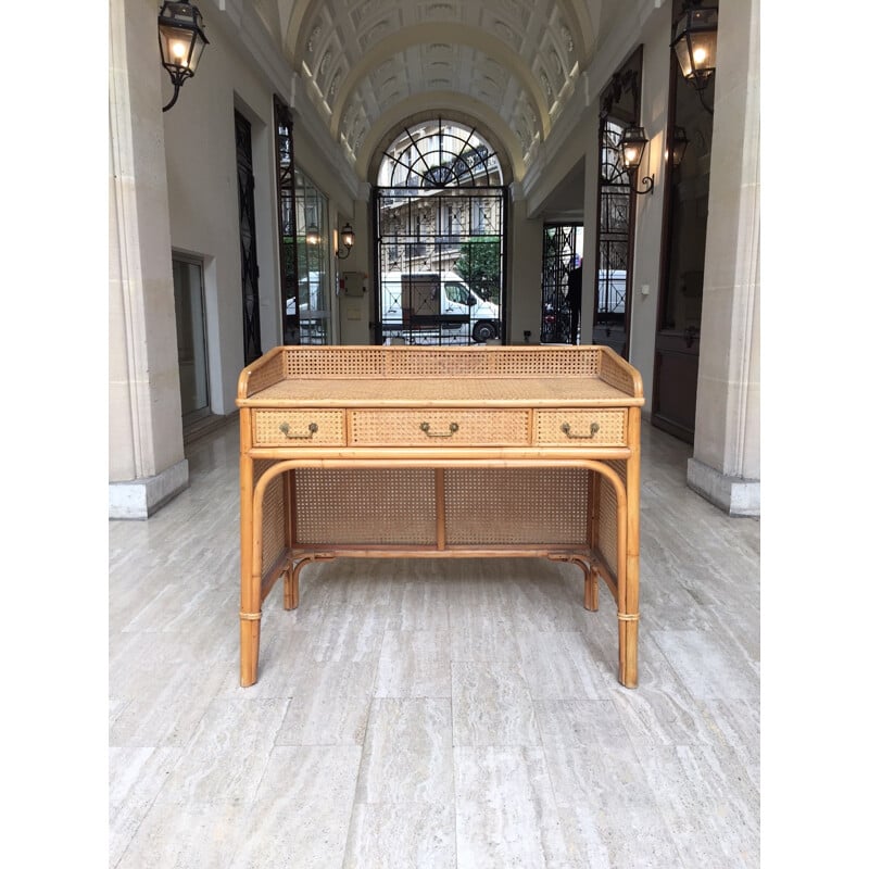 Vintage rattan desk - 1960s