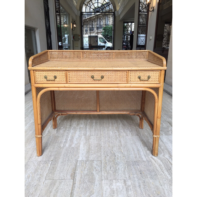 Vintage rattan desk - 1960s