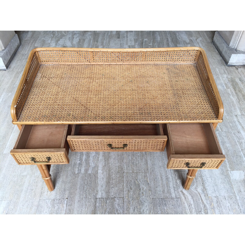 Vintage rattan desk - 1960s