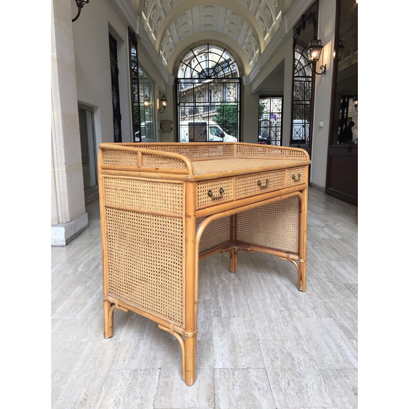 Vintage rattan desk - 1960s