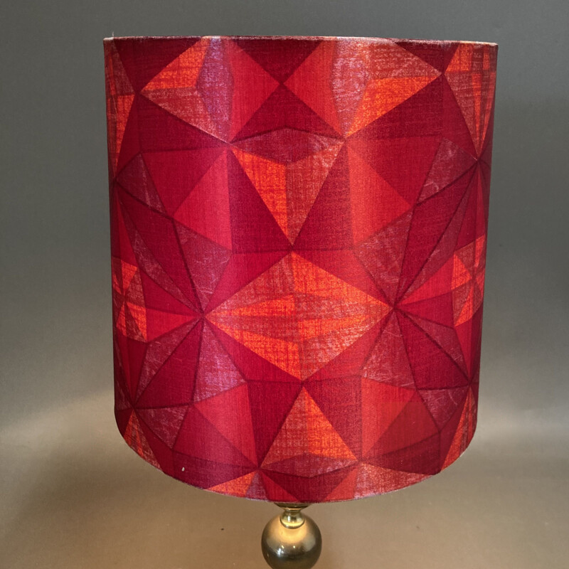 Scandinavian vintage lamp in metal and silk, 1950