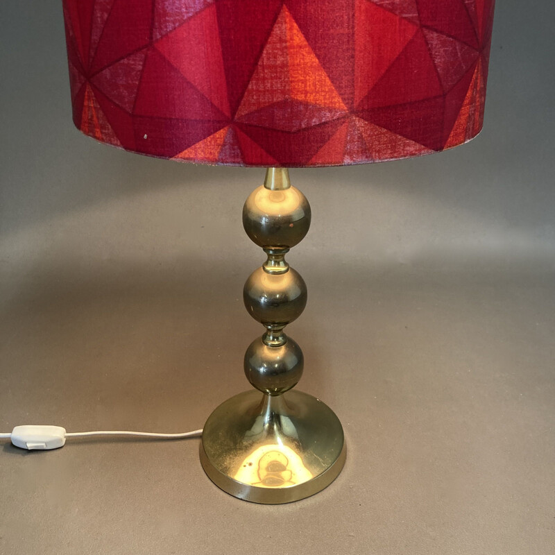 Scandinavian vintage lamp in metal and silk, 1950