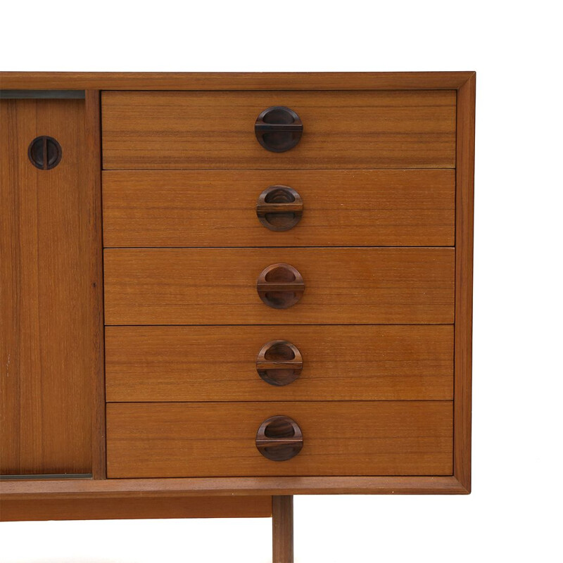 Vintage "Monika" sideboard in teak with drawers by Faram, 1960s