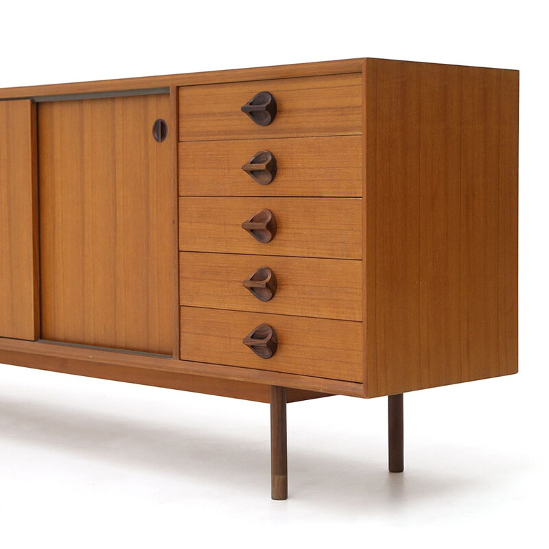 Vintage "Monika" sideboard in teak with drawers by Faram, 1960s