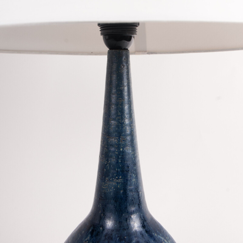 Vintage blue glazed table lamp by Per Linnemann-Schmidt, Denmark 1960s