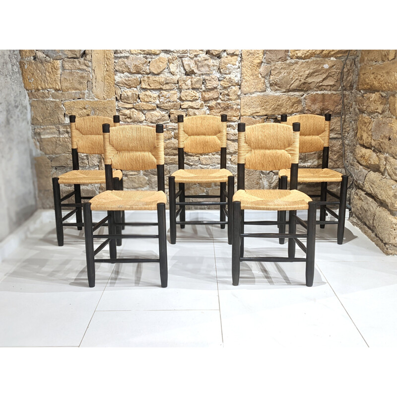 Set of 5 vintage chairs model Bauche by Charlotte Perriand for Steph Simon, 1956