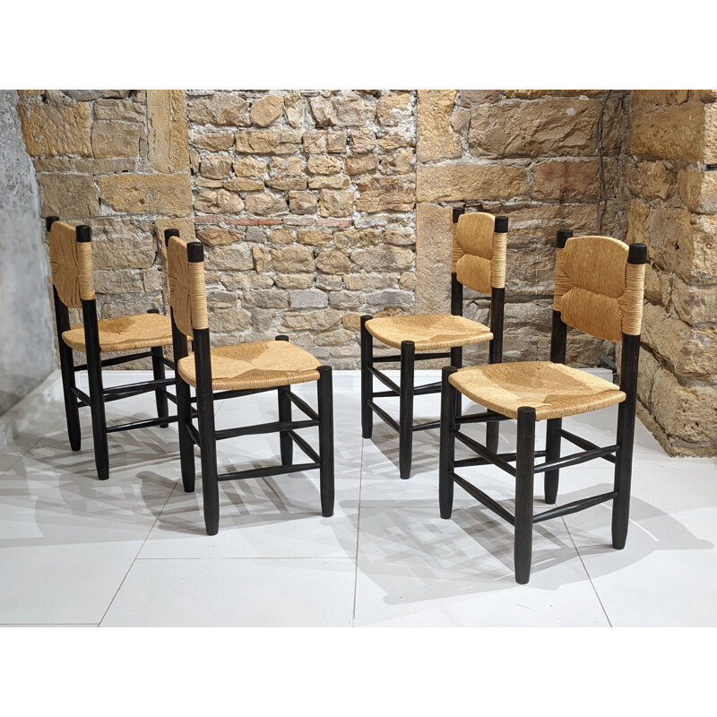 Set of 5 vintage chairs model Bauche by Charlotte Perriand for Steph Simon, 1956