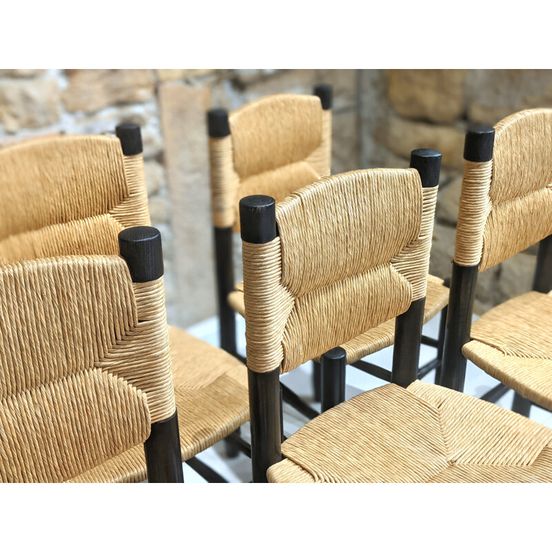 Set of 5 vintage chairs model Bauche by Charlotte Perriand for Steph Simon, 1956