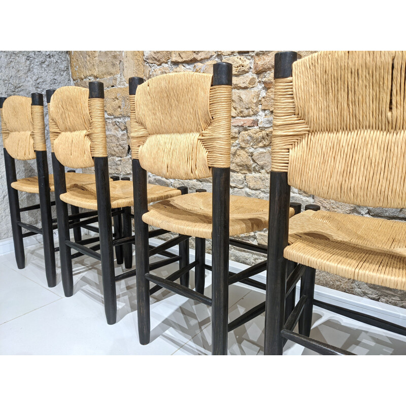 Set of 5 vintage chairs model Bauche by Charlotte Perriand for Steph Simon, 1956