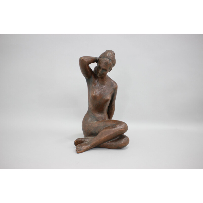Sculpture vintage d'une femme assise nue par Jitka Forejtová, Tchécoslovaquie 1960