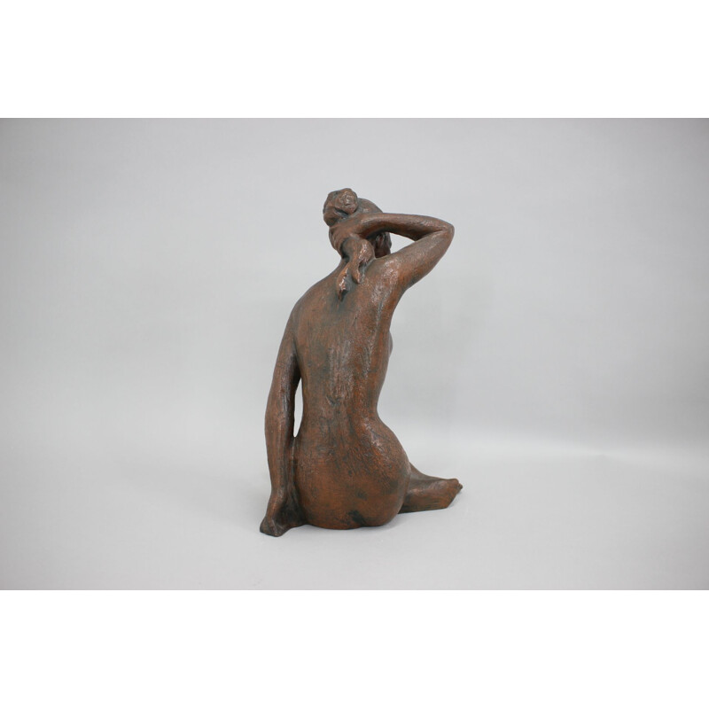 Mid-century sculpture of nude sitting women by Jitka Forejtová, Czechoslovakia 1960s
