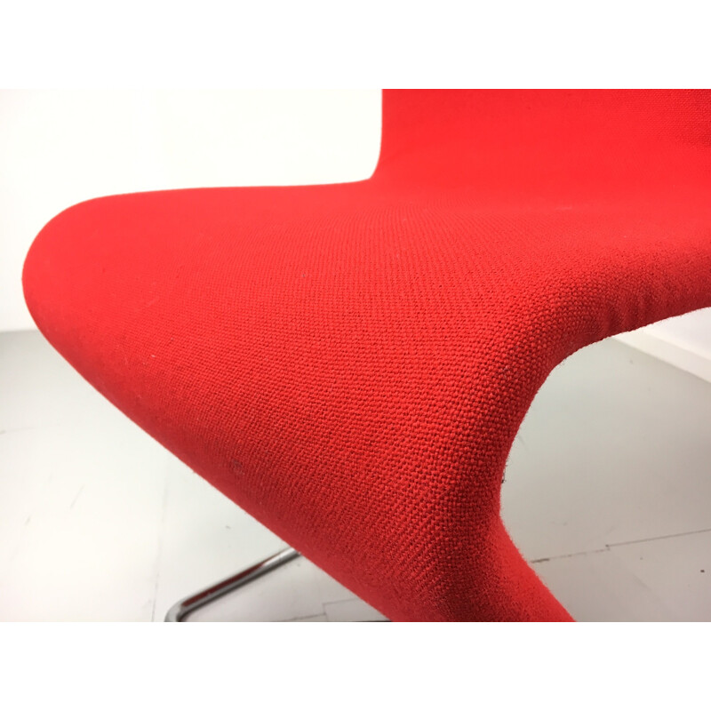 Set of 6 Fritz Hansen chairs in red fabric, Verner PANTON - 1970s