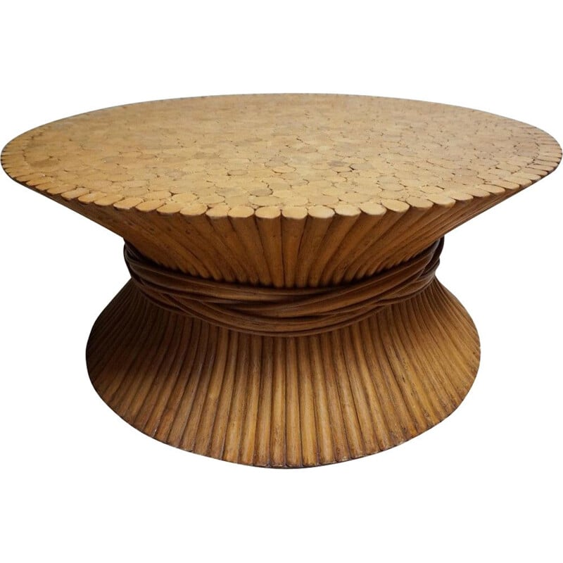 table basse vintage gerbe - bambou