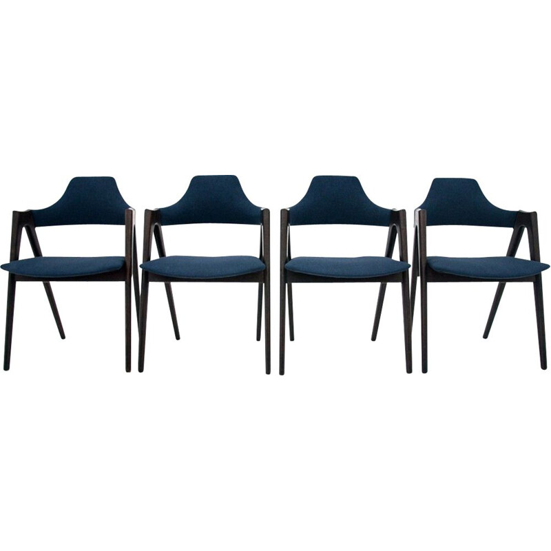 Set of 4 vintage Compass dining chairs by Kai Kristiansen, Denmark 1960s