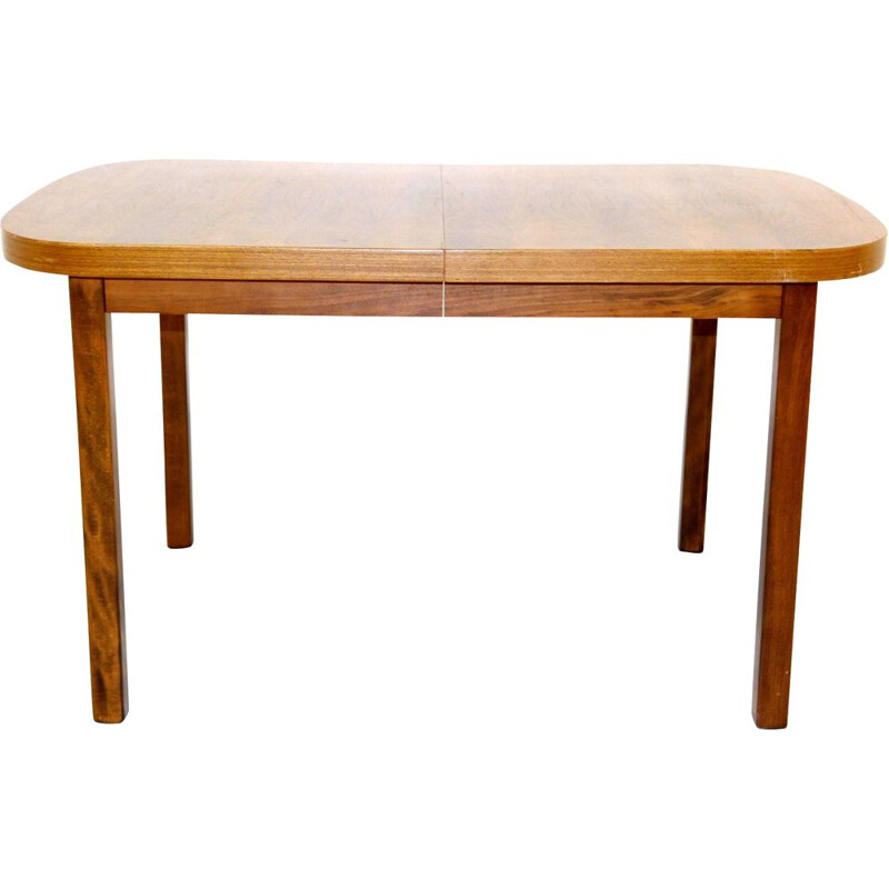 Vintage ronde notenhouten tafel, Zweden 1960