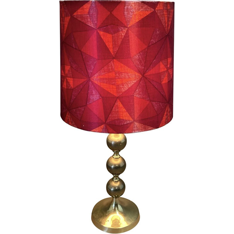 Scandinavian vintage lamp in metal and silk, 1950