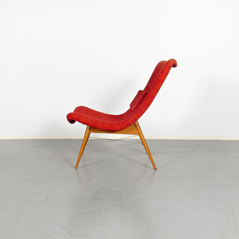 Vintage red armchair, Czechoslovakia