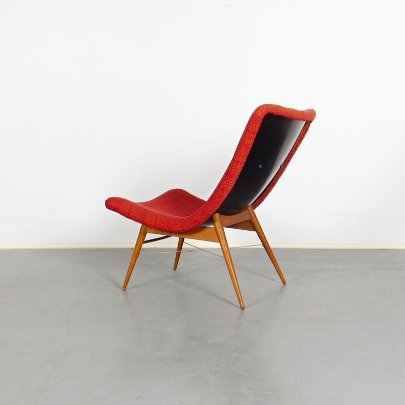 Vintage red armchair, Czechoslovakia