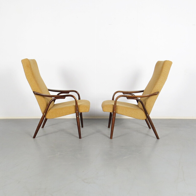 Pair of vintage armchairs, Czechoslovakia