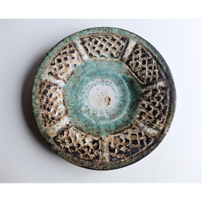 Vintage circular ceramic dish by Albert Thiry and Vallauris, 1960s
