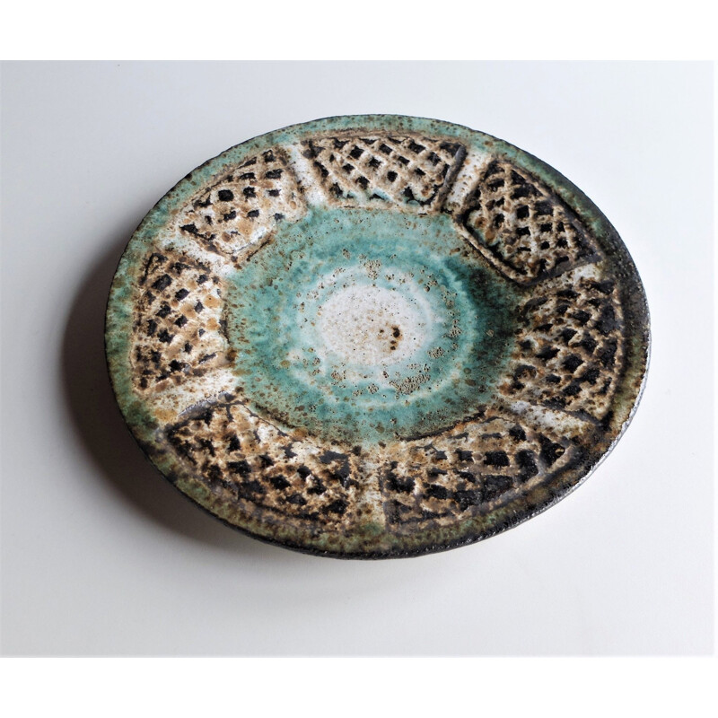 Vintage circular ceramic dish by Albert Thiry and Vallauris, 1960s