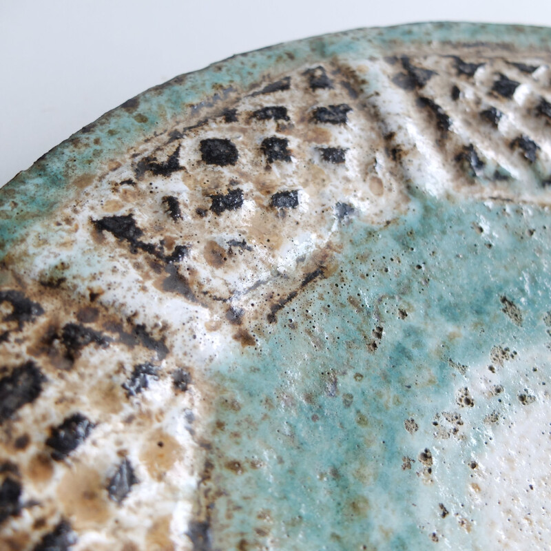 Vintage circular ceramic dish by Albert Thiry and Vallauris, 1960s