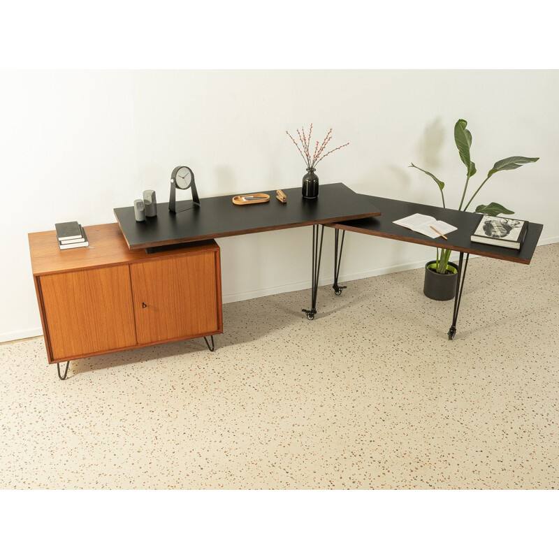 Bureau vintage en placage de teck par Heinrich Riestenpatt, Allemagne 1960