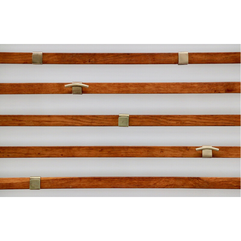 Vintage wooden wall coat rack, Italy 1960