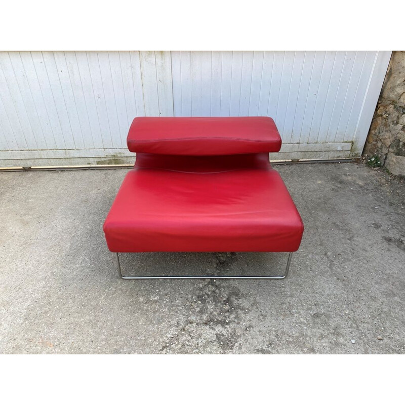 Fauteuil vintage Low Seat en cuir rouge par Patricia Urquiola pour Moroso, 1999