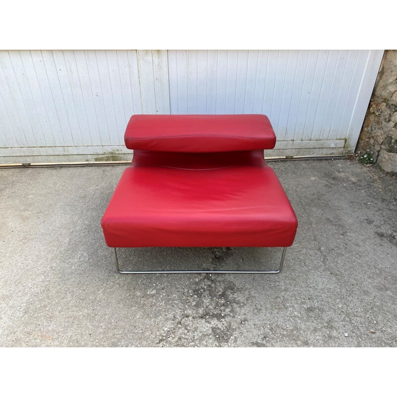 Vintage Low Seat armchair in red leather by Patricia Urquiola for Moroso, 1999