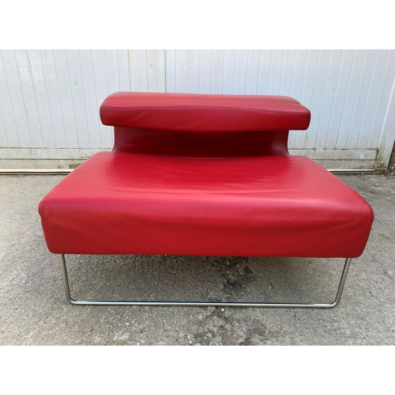 Fauteuil vintage Low Seat en cuir rouge par Patricia Urquiola pour Moroso, 1999