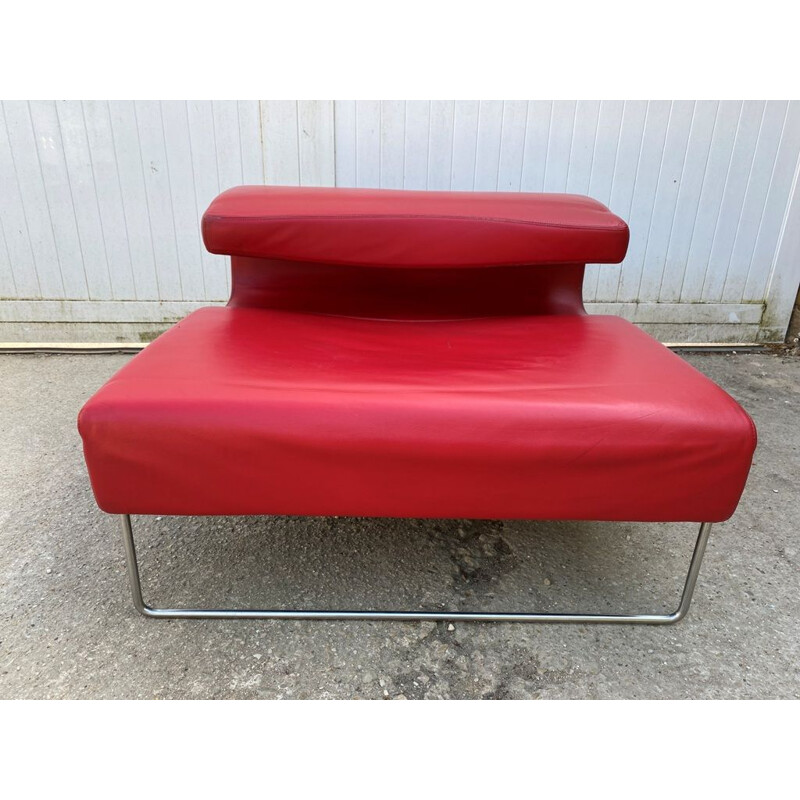 Vintage Low Seat armchair in red leather by Patricia Urquiola for Moroso, 1999