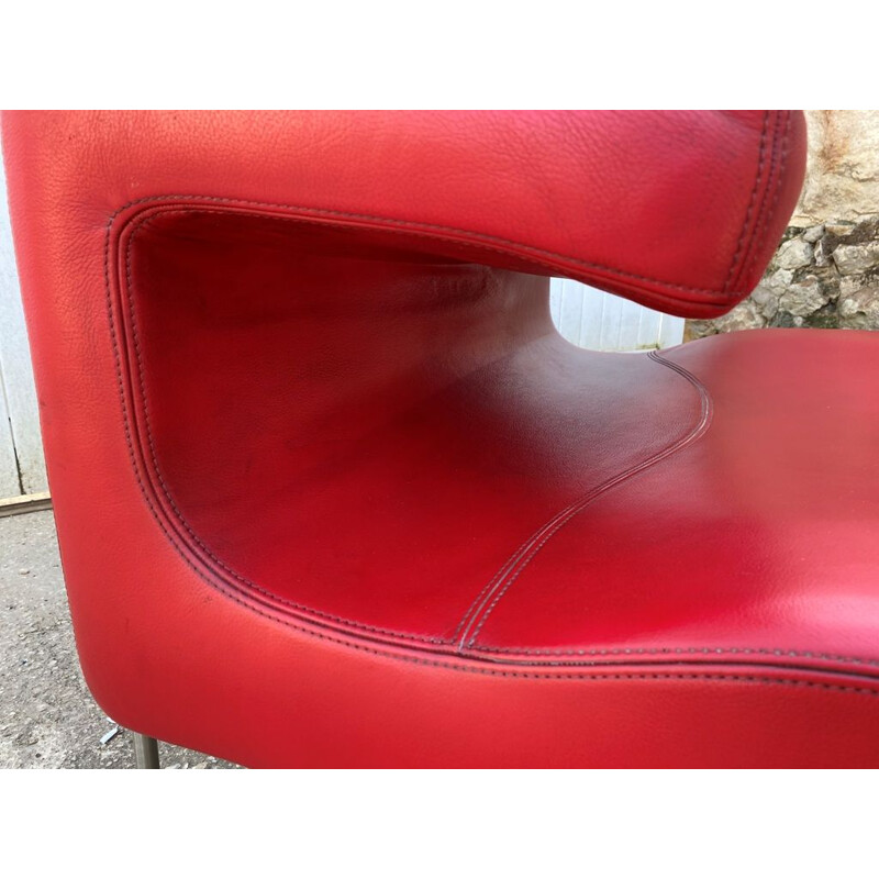 Vintage Low Seat armchair in red leather by Patricia Urquiola for Moroso, 1999