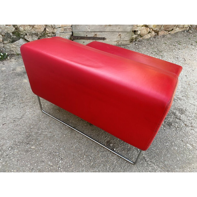 Vintage Low Seat armchair in red leather by Patricia Urquiola for Moroso, 1999