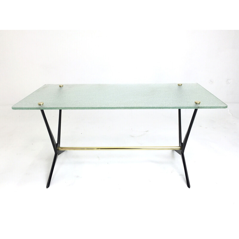 Console in glass and cast iron, Angelo OSTUNI - 1950s