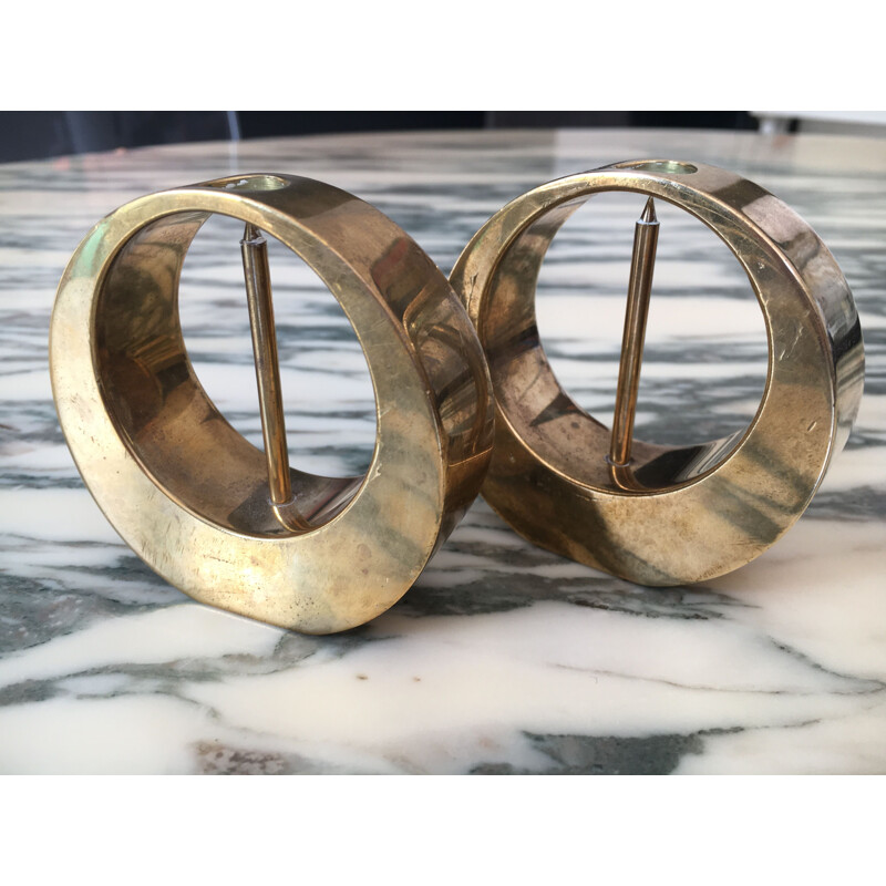 Pair of vintage solid brass candle holders by Arthur Pettersson, 1960