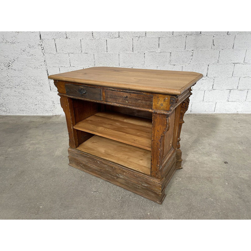 Vintage pine and oak reception desk