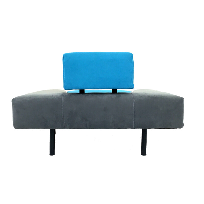 Pair of Pastoe "Pouffe Garni" armchairs in blue and grey fabric, Rob ECKHARDT - 1980s