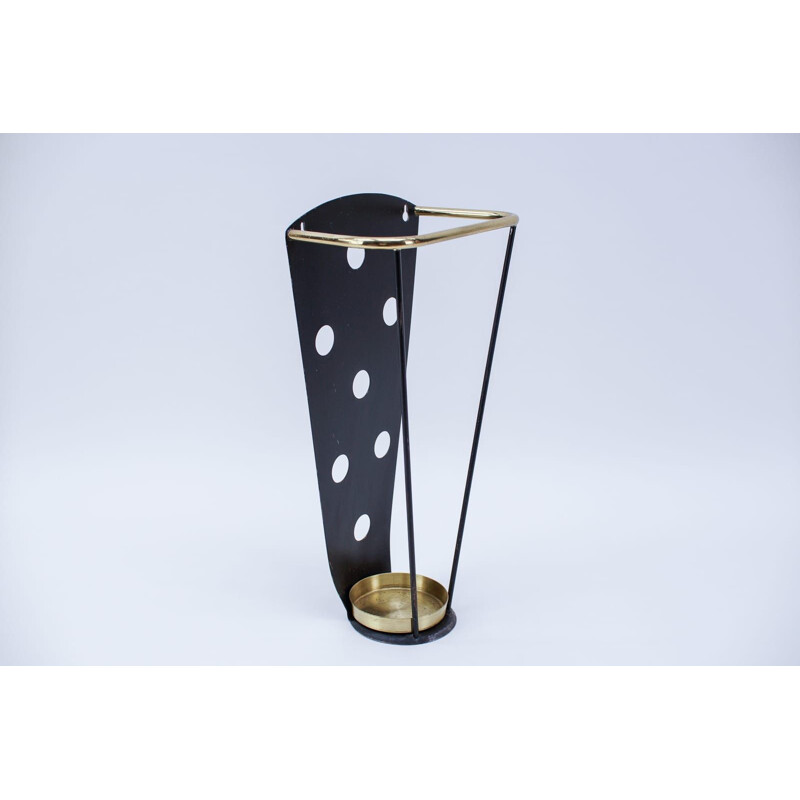 Vintage metal and brass umbrella stand, Austria 1950