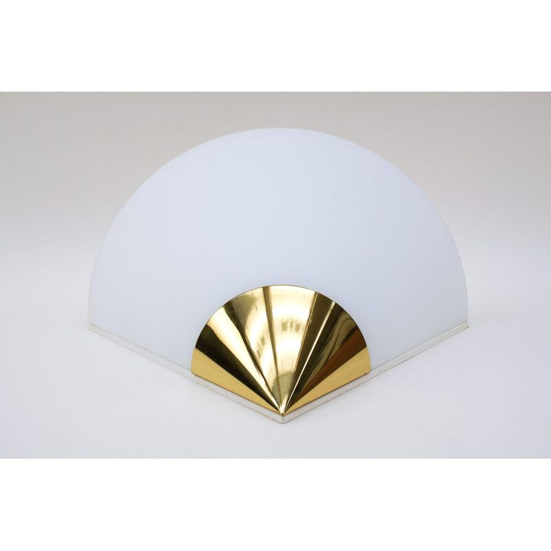 Vintage wall lamp in gold and opal glass by Limburg, 1970s