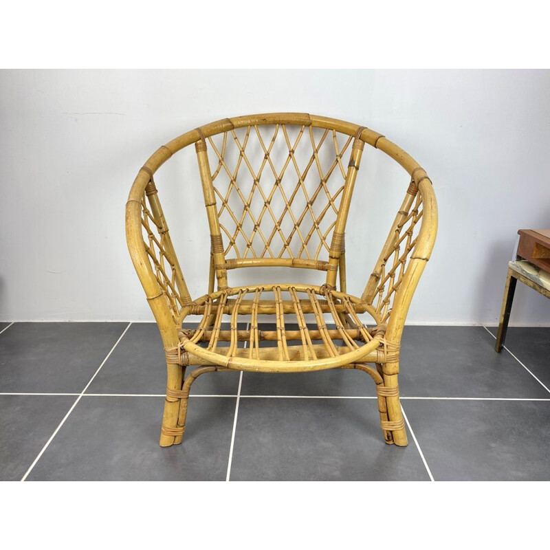 Pair of vintage rattan armchairs, 1960