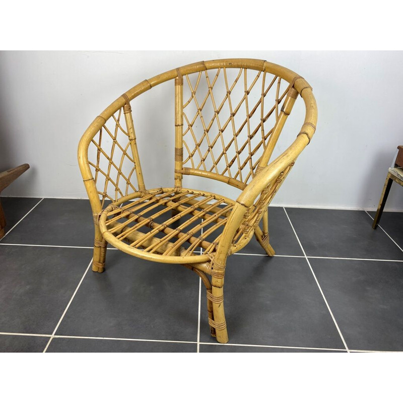 Pair of vintage rattan armchairs, 1960