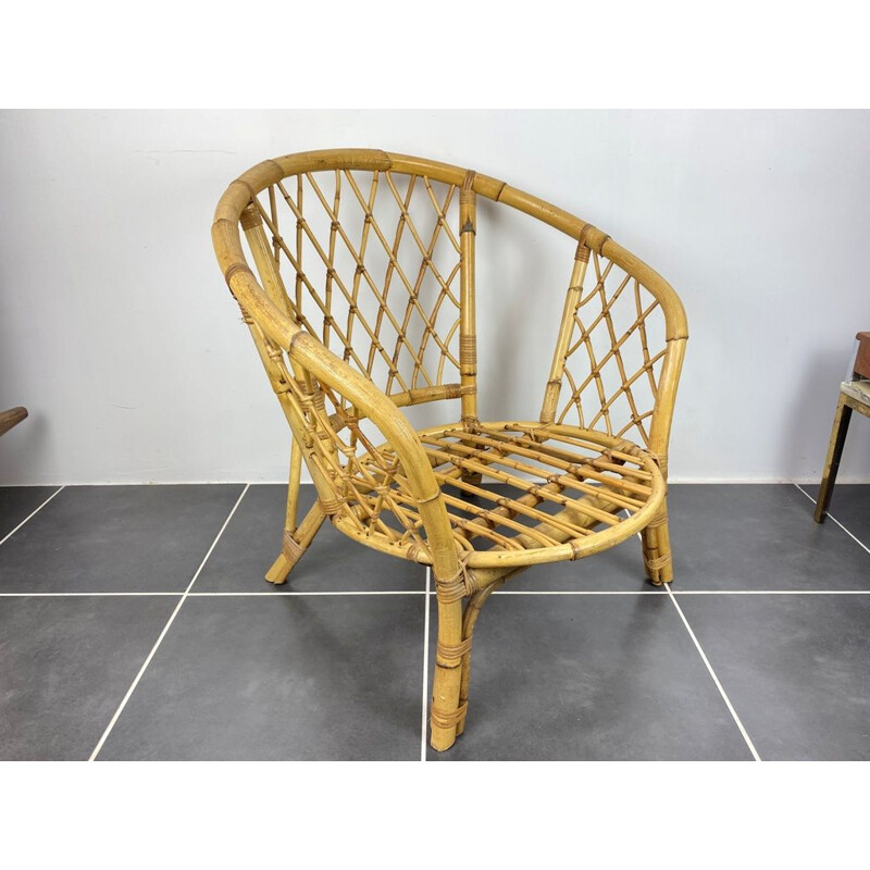 Pair of vintage rattan armchairs, 1960