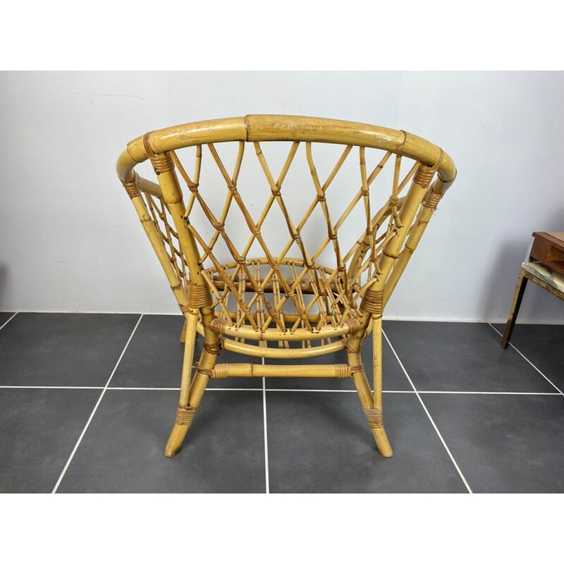 Pair of vintage rattan armchairs, 1960