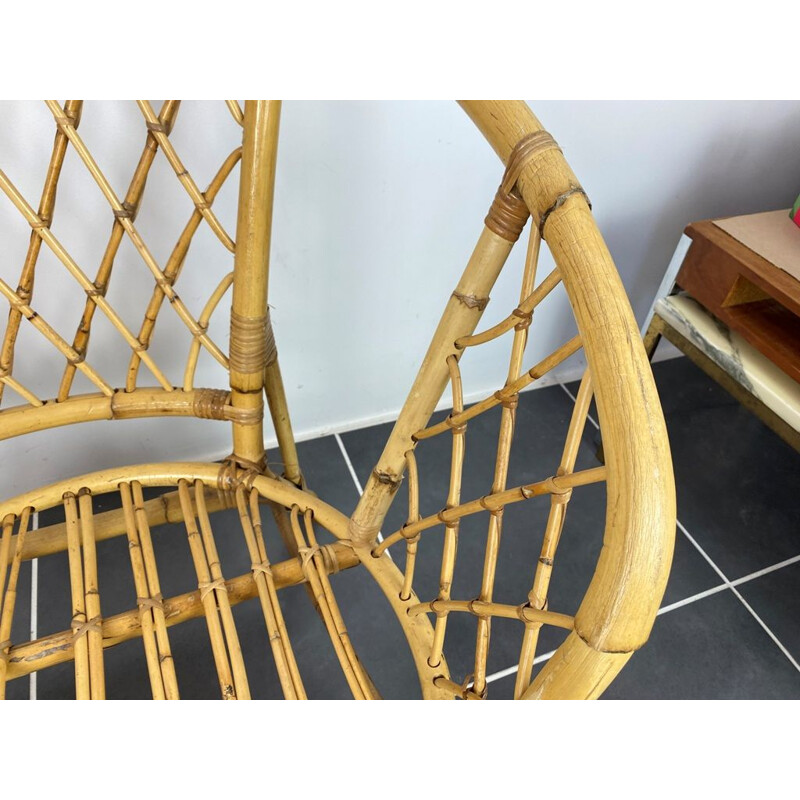 Pair of vintage rattan armchairs, 1960