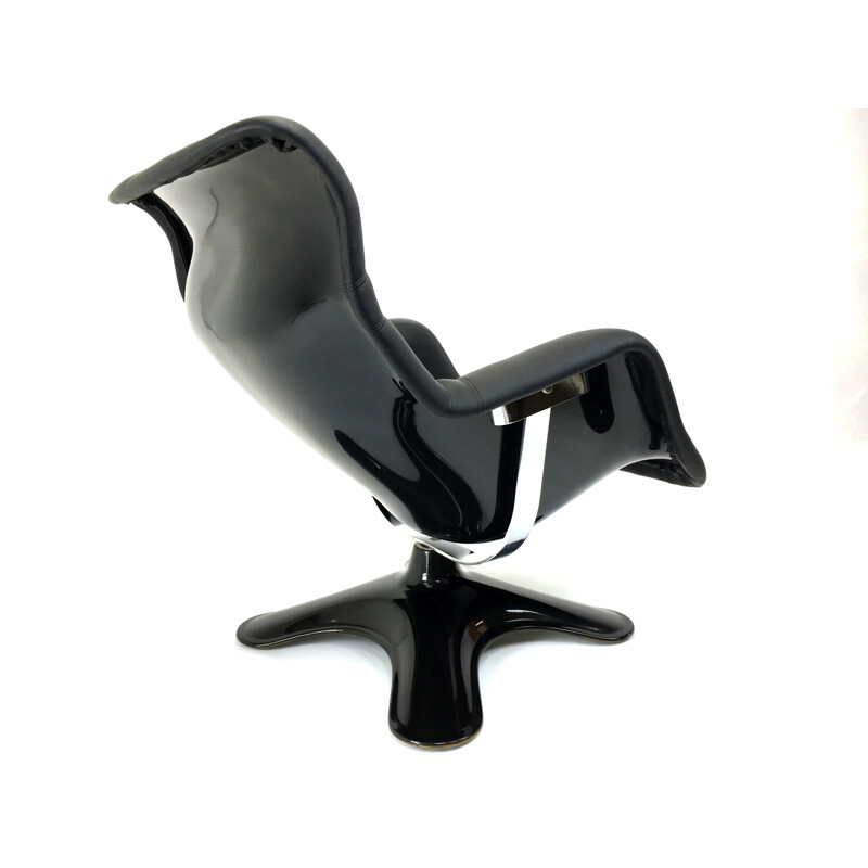 Finnish Haimi "Karuselli" lounge chair in black leatherette, Yrjö KUKKAPURO - 1960s